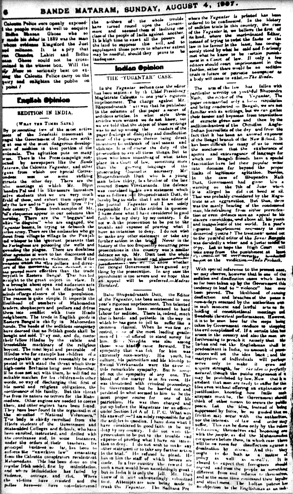 Reports on Yugantar Sedition Case