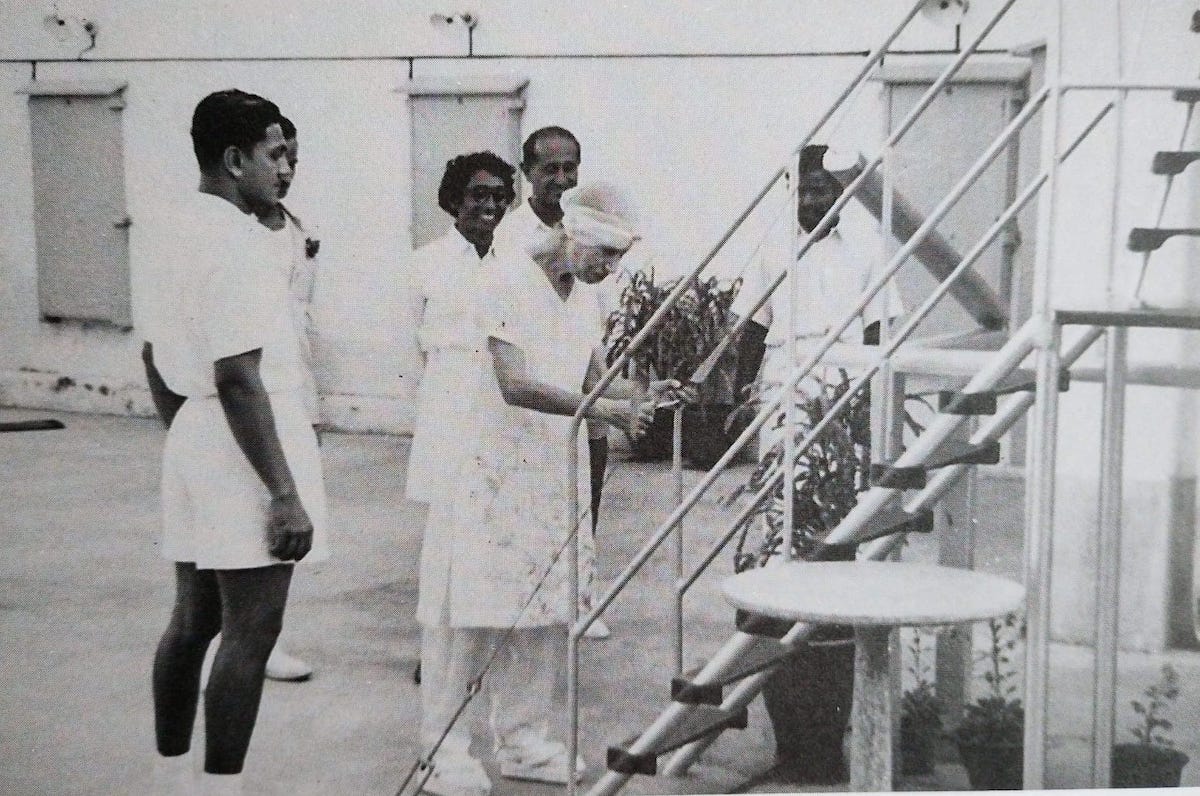 The Mother opening the Asana Section in the Playground Gymnasium on 21-Feb-1953